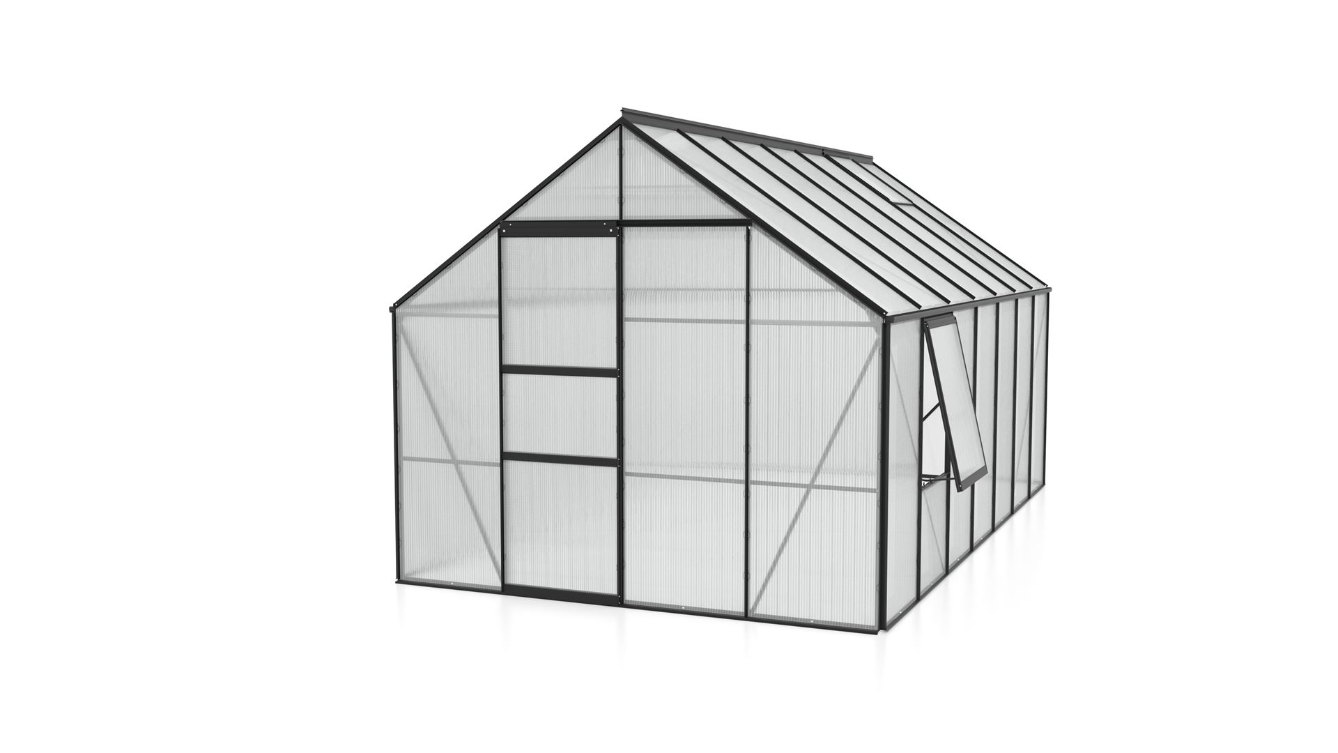 Meridian-1-11500-HKP4mm-zwart-Polycarbonaat-serre-Vrijstaand-B254-4-x-L441-x-H231-8-cm