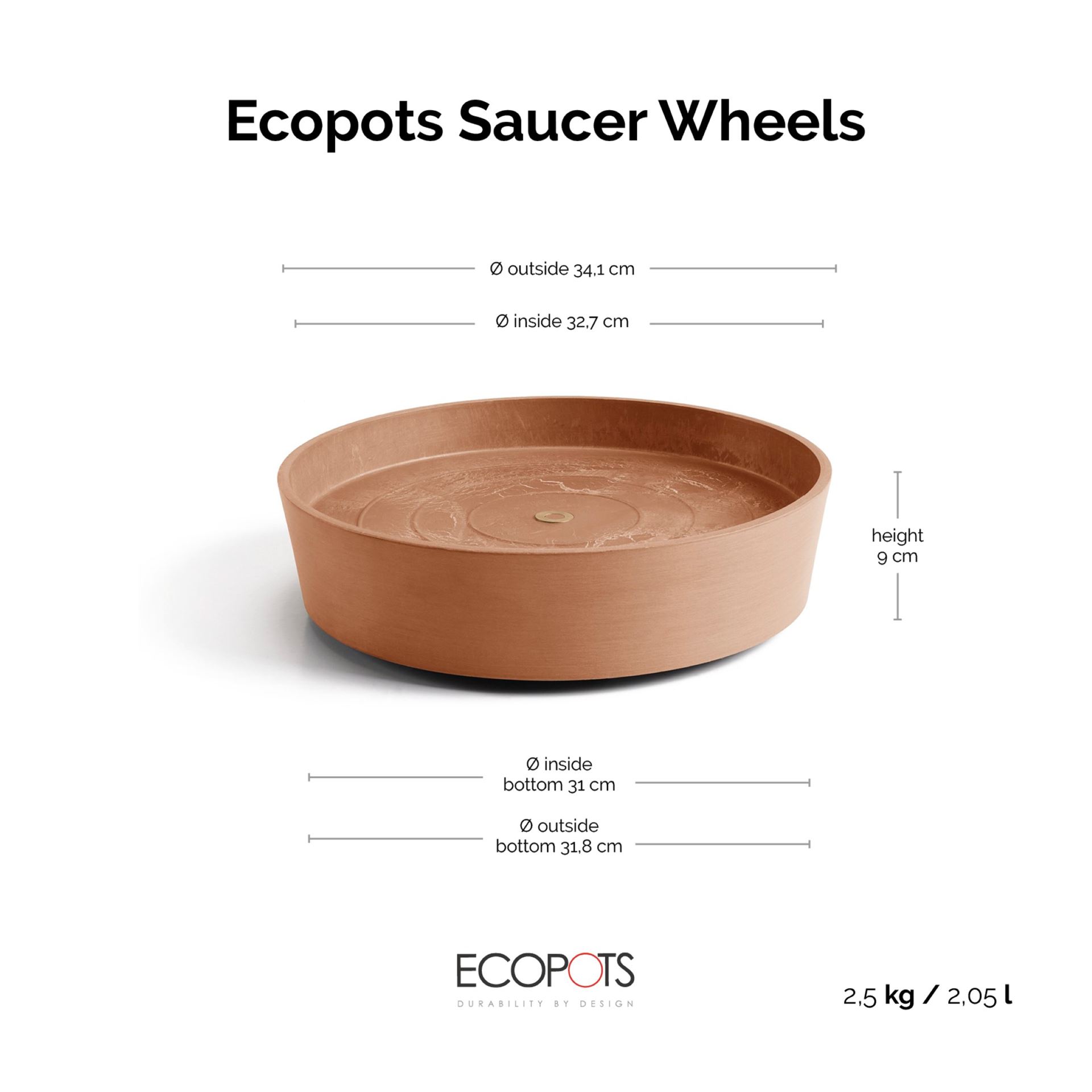 Ecopots-onderschotel-rond-met-wielen-terra-40-cm-H9-cm