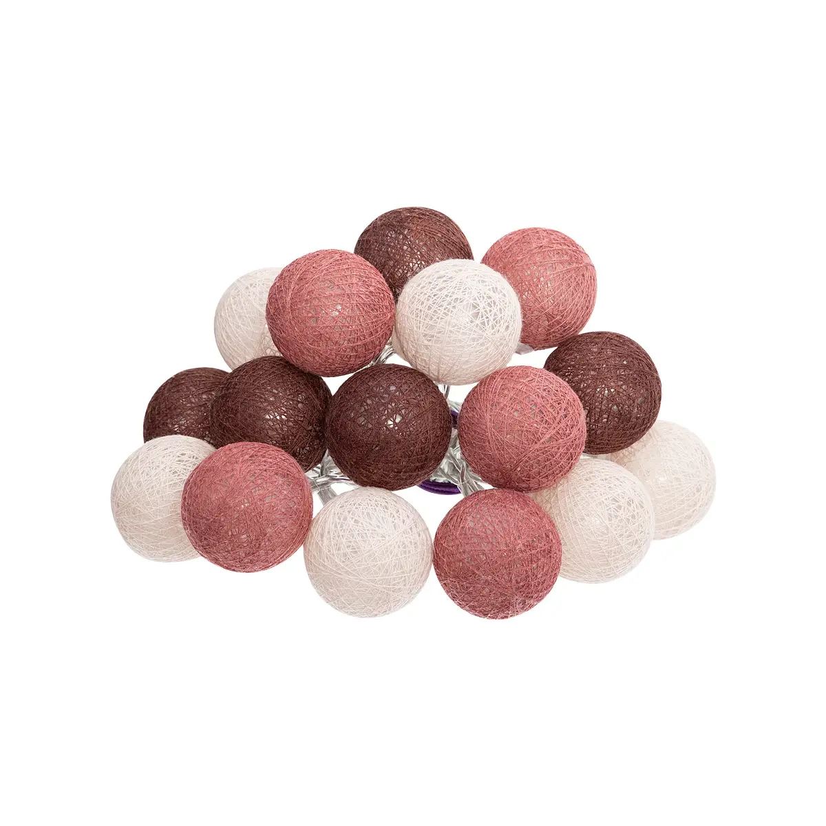 Atmosphera lichtslinger met 16 bollen Ø3,5 cm - Wit / Bordeaux rood / Roze met warm wit led licht - 215 cm - Op batterijen