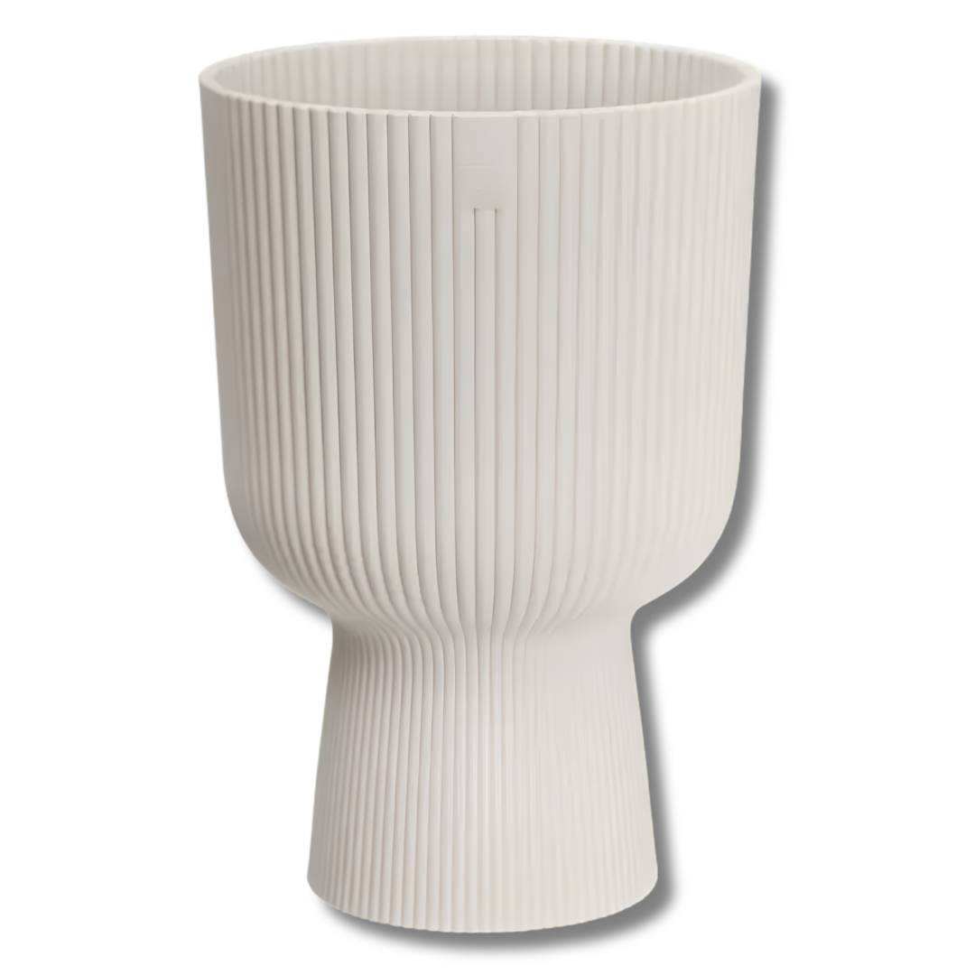 Elho Vibes Fold Coupe 30 Pot de fleurs - Ø 29,5 x H 44,7 cm - Blanc lin - Plastique recyclé