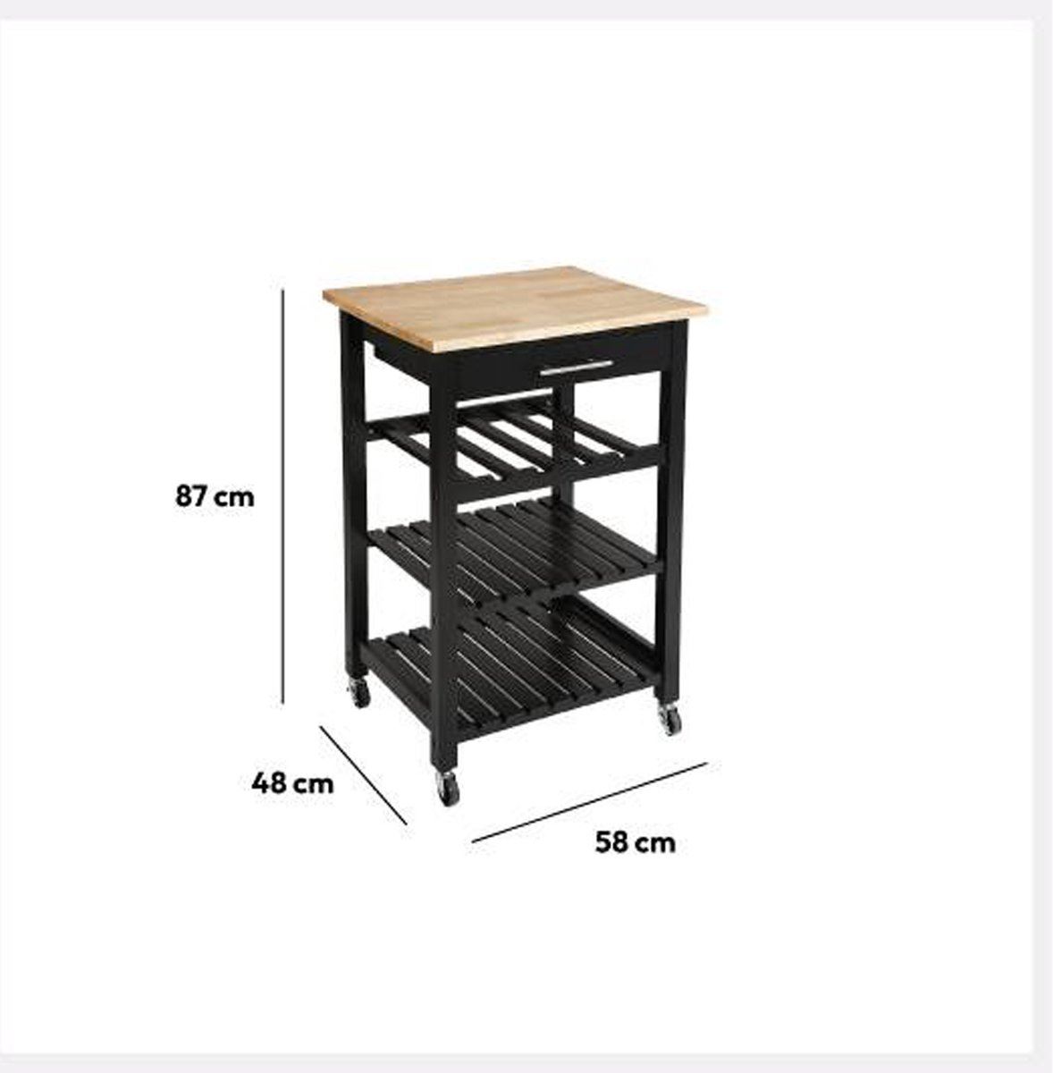Klein-model-zwarte-keukentrolley-Claude