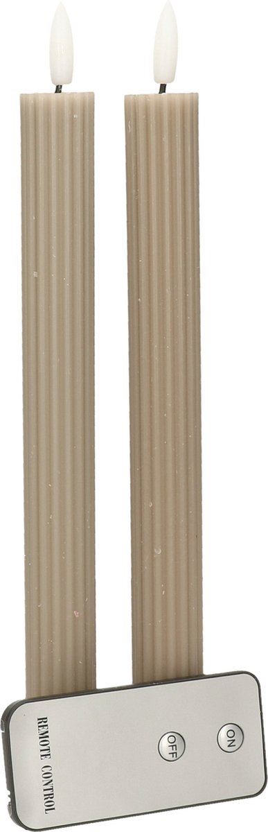 Dinerkaars-Rustiek-H23cm-2stuks-vlameffect-taupe