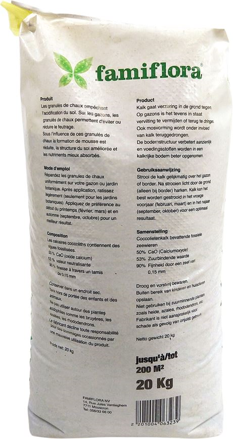 Famiflora granular lime - 20 kg up to 200 m² - for lawn