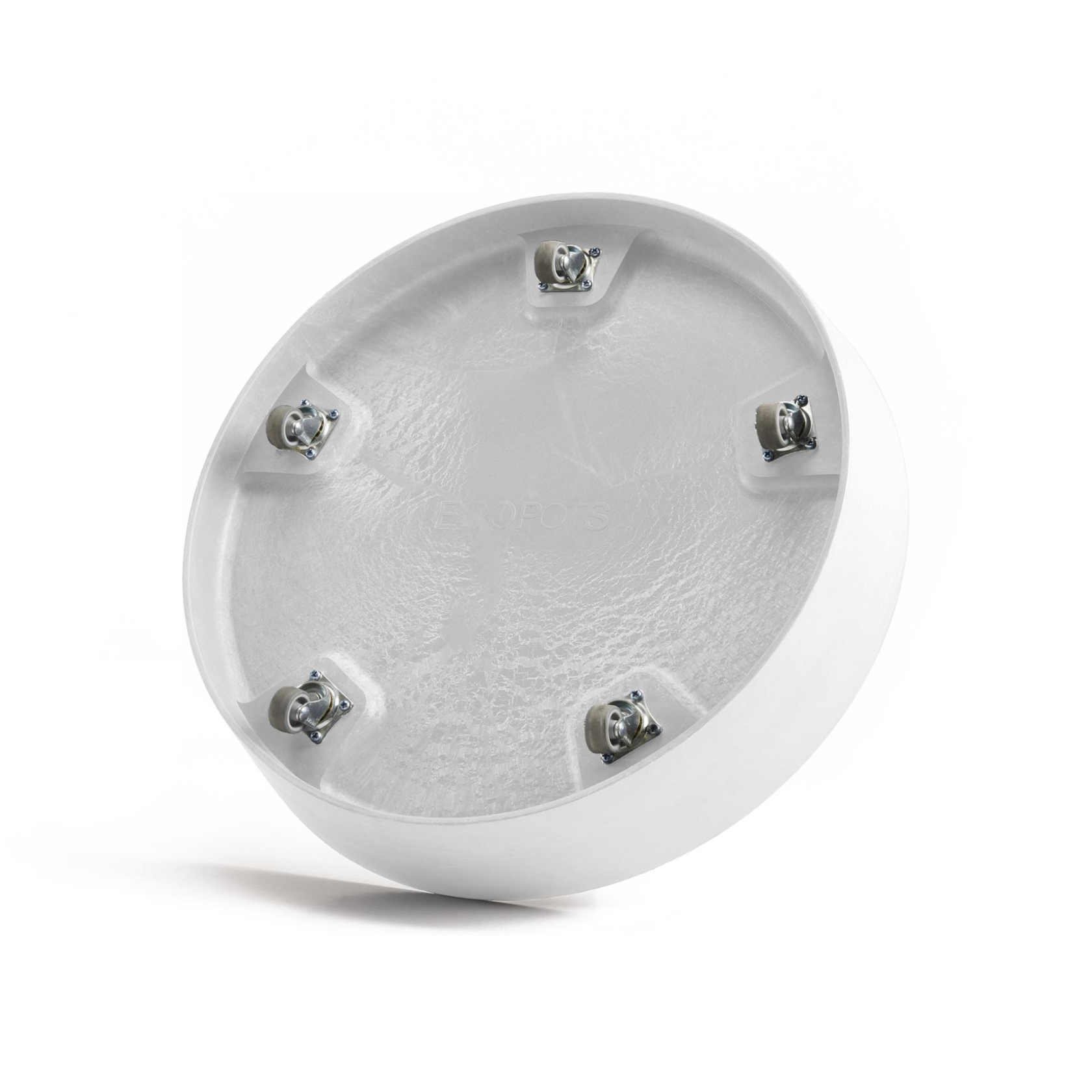 Ecopots onderschotel op wielen - Rond - Pure White - Diameter 51 x H10,1 cm