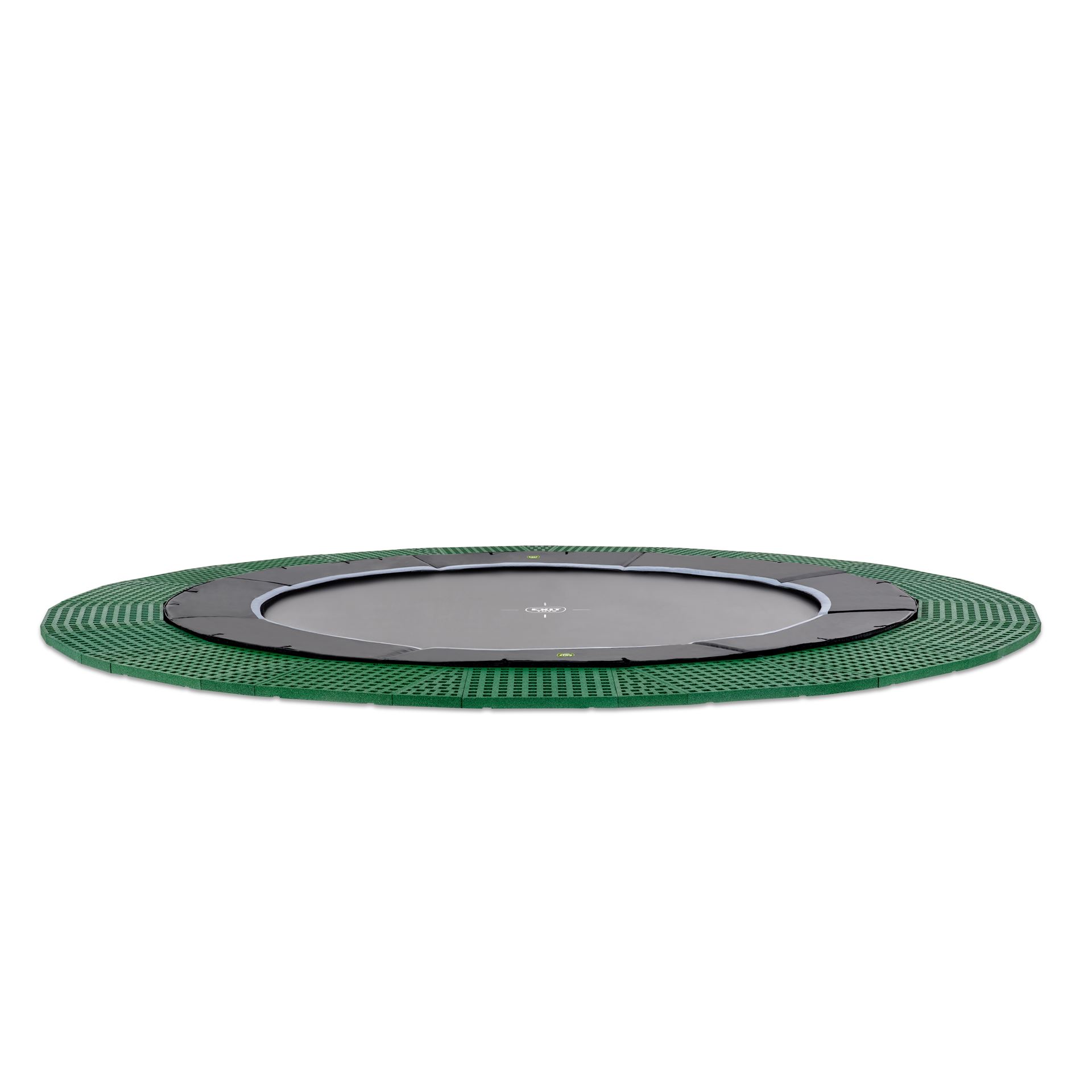EXIT-Dynamic-groundlevel-trampoline-427cm-met-Freezone-veiligheidstegels-zwart