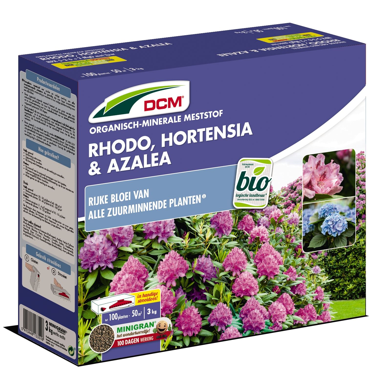 Engrais DCM pour rhododendron, hortensia et azalée - 3 kg - pour 50 m² - Bio