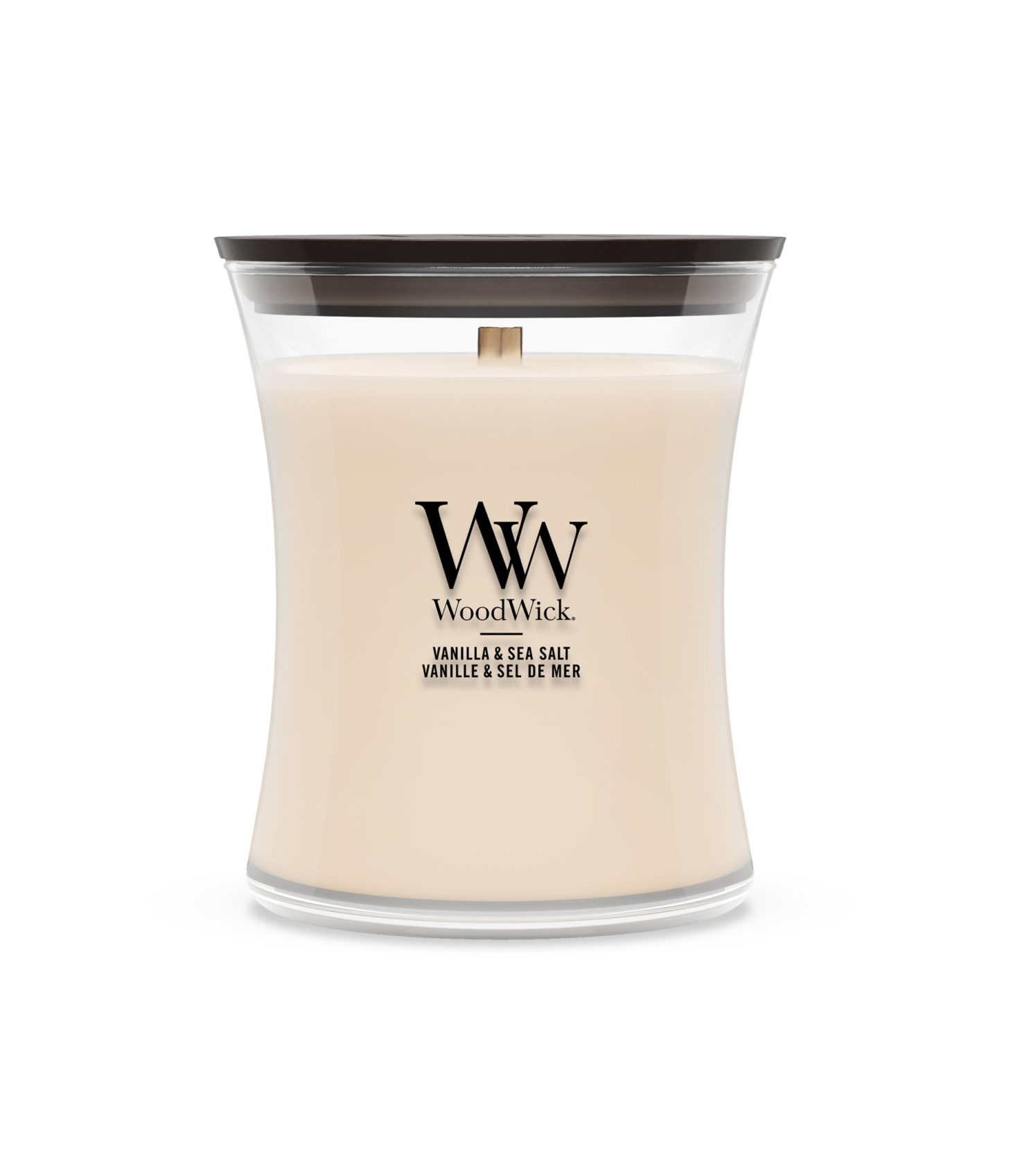 WoodWick geurkaars - Medium Hourglass - Vanilla & Sea Salt