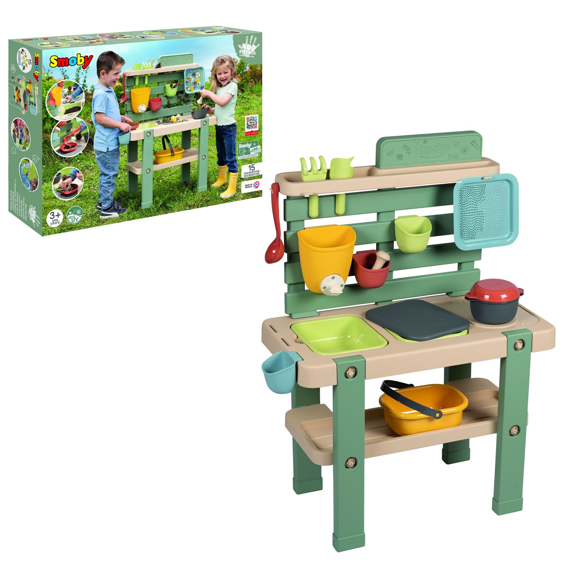 Smoby Life - Mud Cooking House - Cuisine Tambouille - Grand Plan de Travail - 16 Accessoires Inclus - Matière Recyclée - A Partir de 2 Ans - Fabrication Française Smoby Life - Mud Cooking House - Cuisine Tambouille - Grand Plan de Travail - 16 Accessoires Inclus - Matière Recyclée - A Partir de 2 Ans - Fabrication Française
