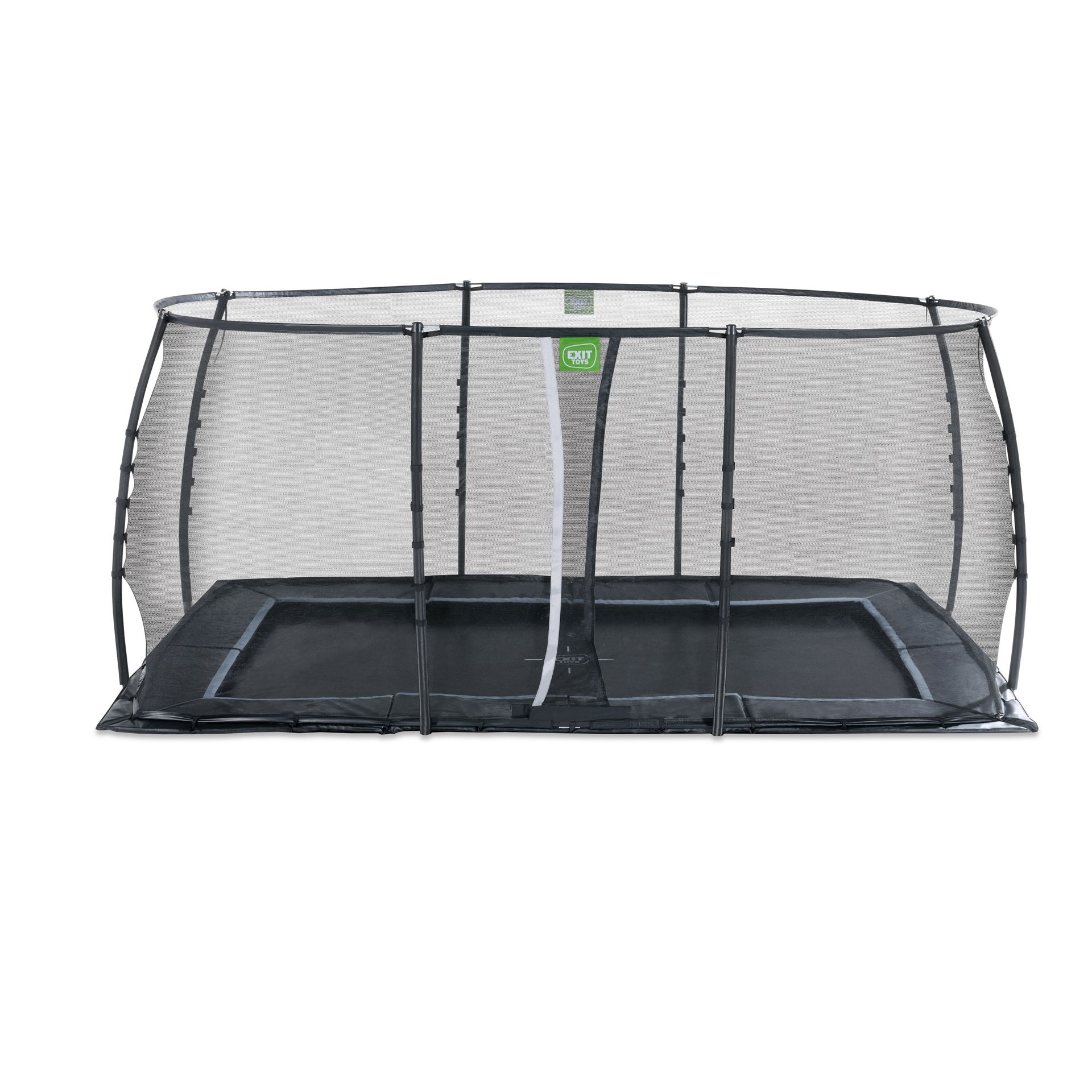 EXIT-Dynamic-groundlevel-trampoline-275x458cm-met-veiligheidsnet-zwart