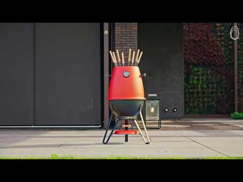 Kandu Cooking 41 charcoal grill - Coal Grey - Vertical Cooking BBQ - Ø58 x H95 cm