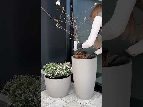 Ecopots flowerpot Stockholm 40 - Round - White Grey - Ø40 x H30 cm